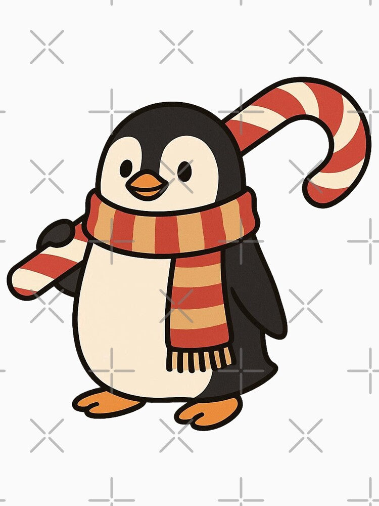 Penguin Carrying Candy Cane – Adorable Holiday Penguin by Confuzz1ed