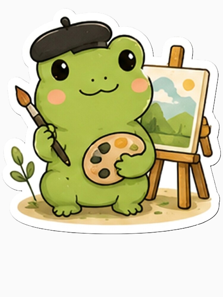 Cute Frog Painter Sticker by denybz