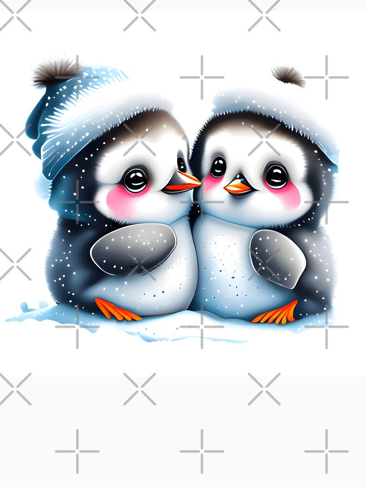Cute Baby Penguin Couple Winter Kawaii Cartoon by socozora