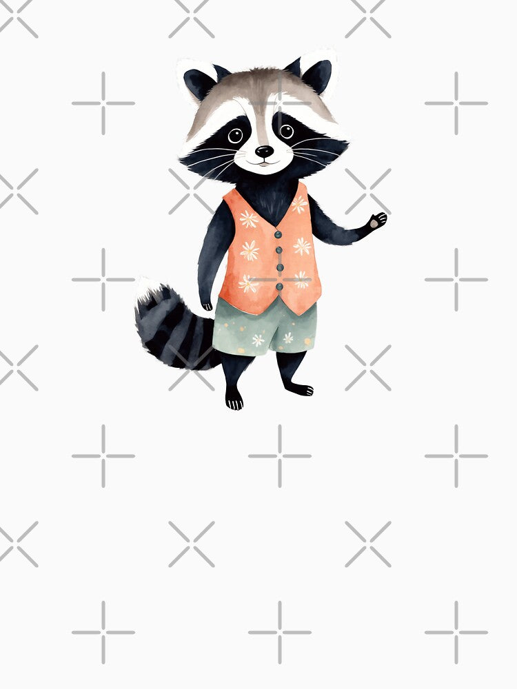 Colorful Watercolor Raccoon by Victoria Riabov