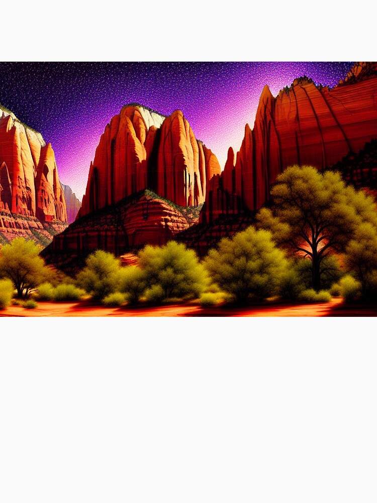 Zion National Park Ethereal digital painting with Dramatic Coloring 1 , Sandstone Cliffs by DiatomDesigns