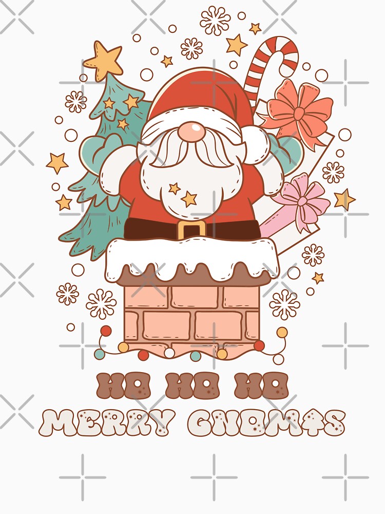Ho Ho Ho, Merry Gnomas - Santa Gnome Celebrating Christmas (Red Outline Design) by Spiprinto
