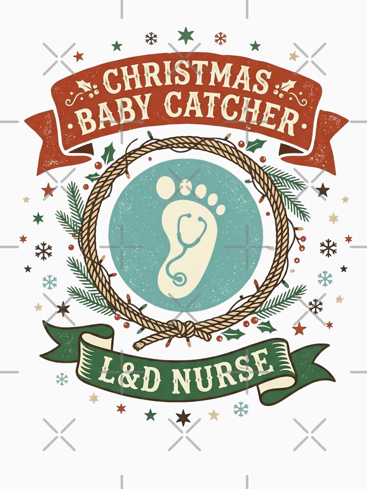 Christmas Baby Catcher L&D Nurse Midwife Stethoscope Footprint by raedattia