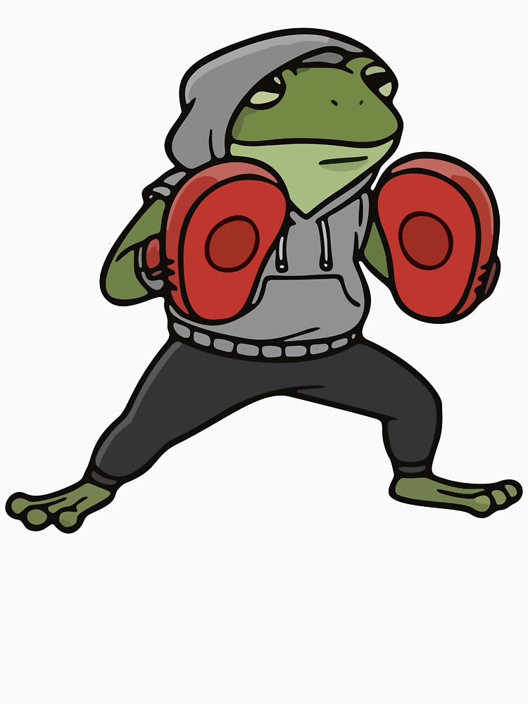 Boxing Frog in Hoodie Training with Punch Mitts by Floomart