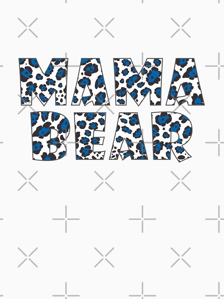 Mama Bear in Leopard Print White and Blue by Matt Ballinger