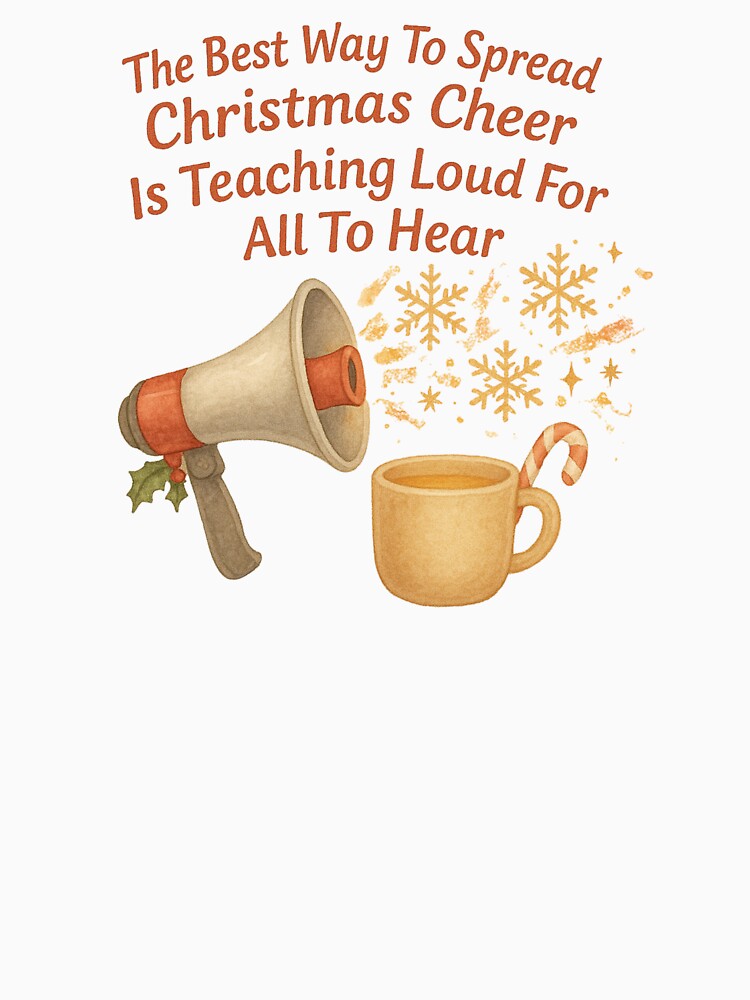 The Best Way to Spread Christmas Cheer Is Teaching Loud for All to Hear | Funny Teacher Christmas Coffee | Watercolor Holiday Quote PNG by Just You Tee | Say It Loud, Wear It Proud