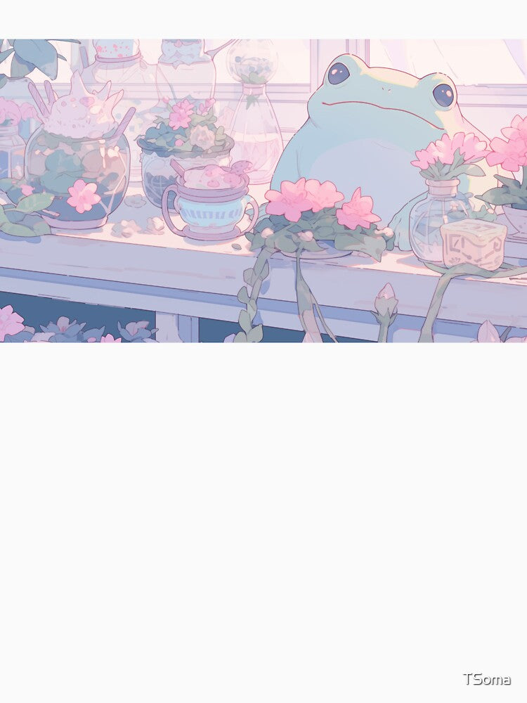 Kawaii Frog Surrounded by Flowers – Chill Vibes Only by TSoma