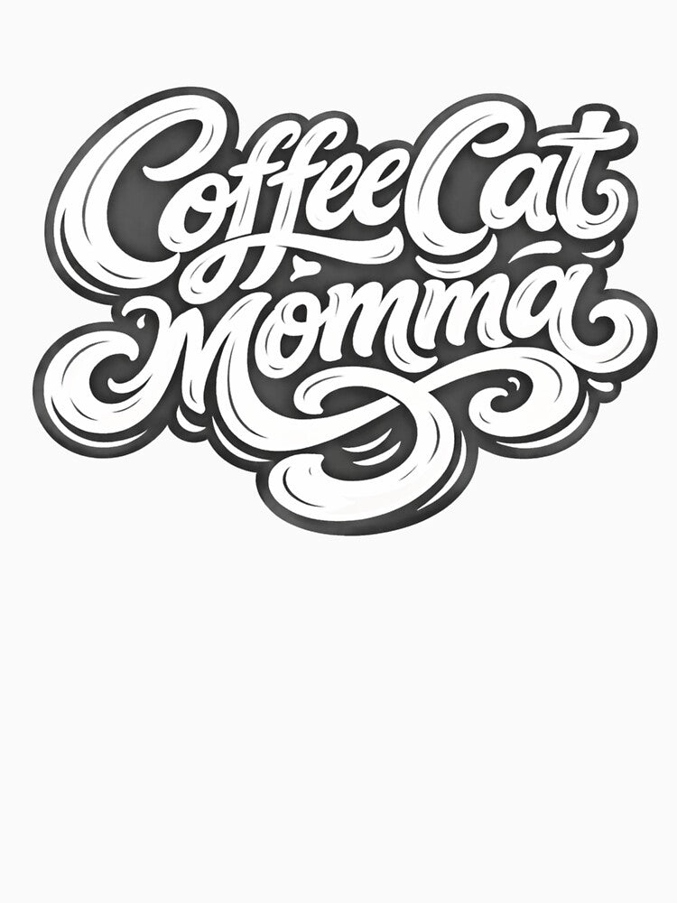 Coffee Cat Momma Minimal Charcoal Script Typography Design by Mindworx21