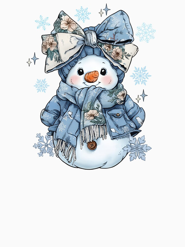Elegant Blue Snowman for Woman | Cozy Winter Art | Cute Christmas Fashion Design by hn79