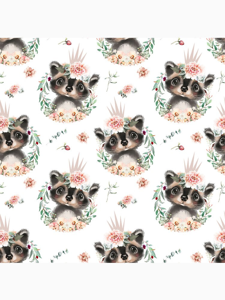 Floral Cute Raccoons Pattern by SweetTea4U