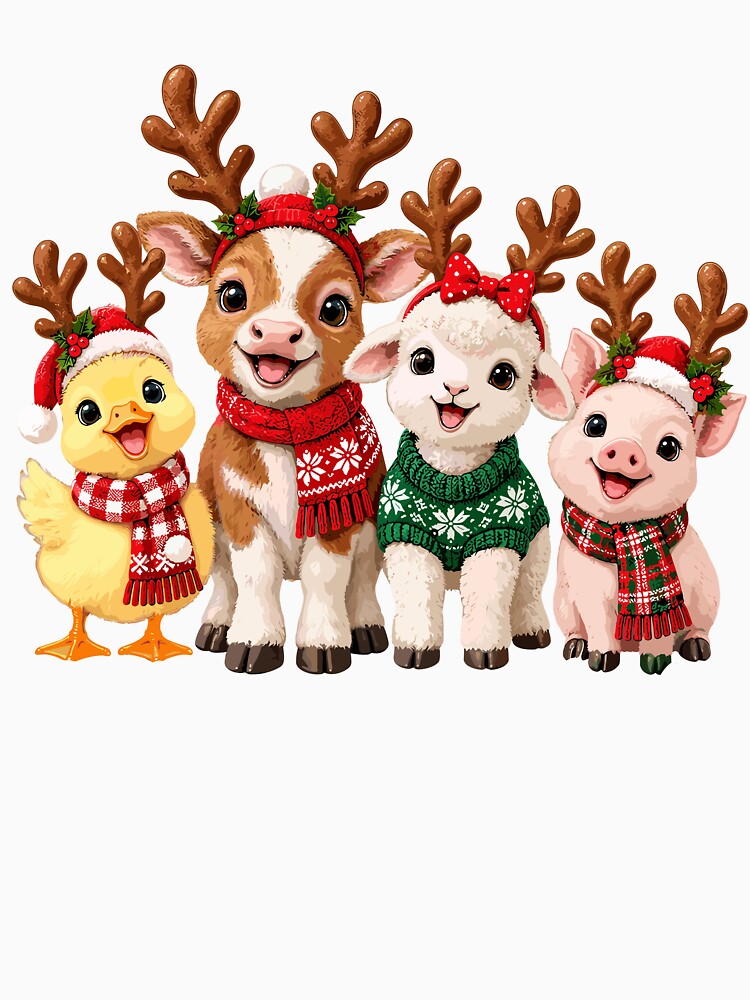 Christmas Reindeer Duck Lamb Pig Friends by Svenniibee