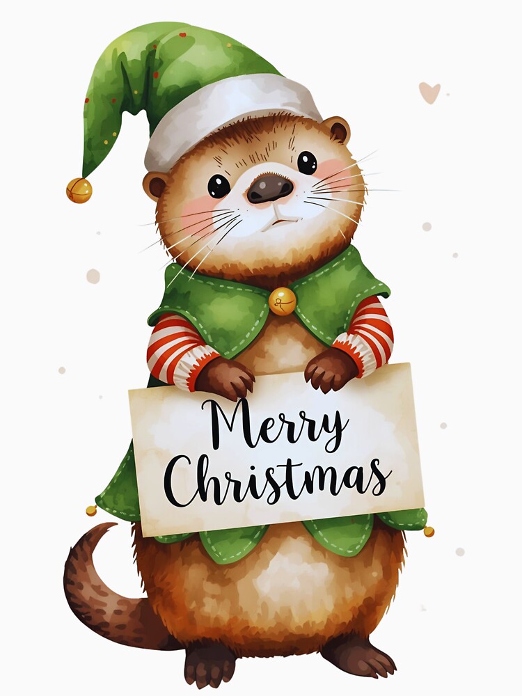 Holiday Otter Elf – Cute Christmas Outfit Artwork by Otterly Cute