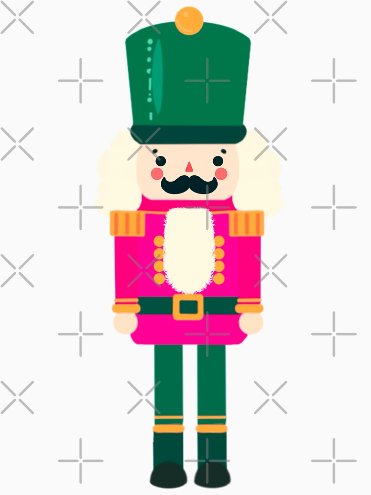 Pink and Green Christmas Nutcracker Toy Soldier Graphic Art - White Background by Star-Fragment