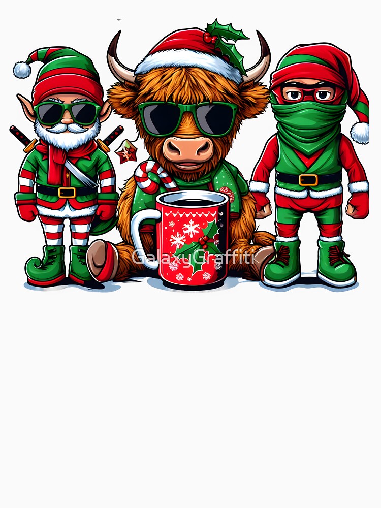 Christmas Highland Cow - Perfect christmas gift by GalaxyGraffiti