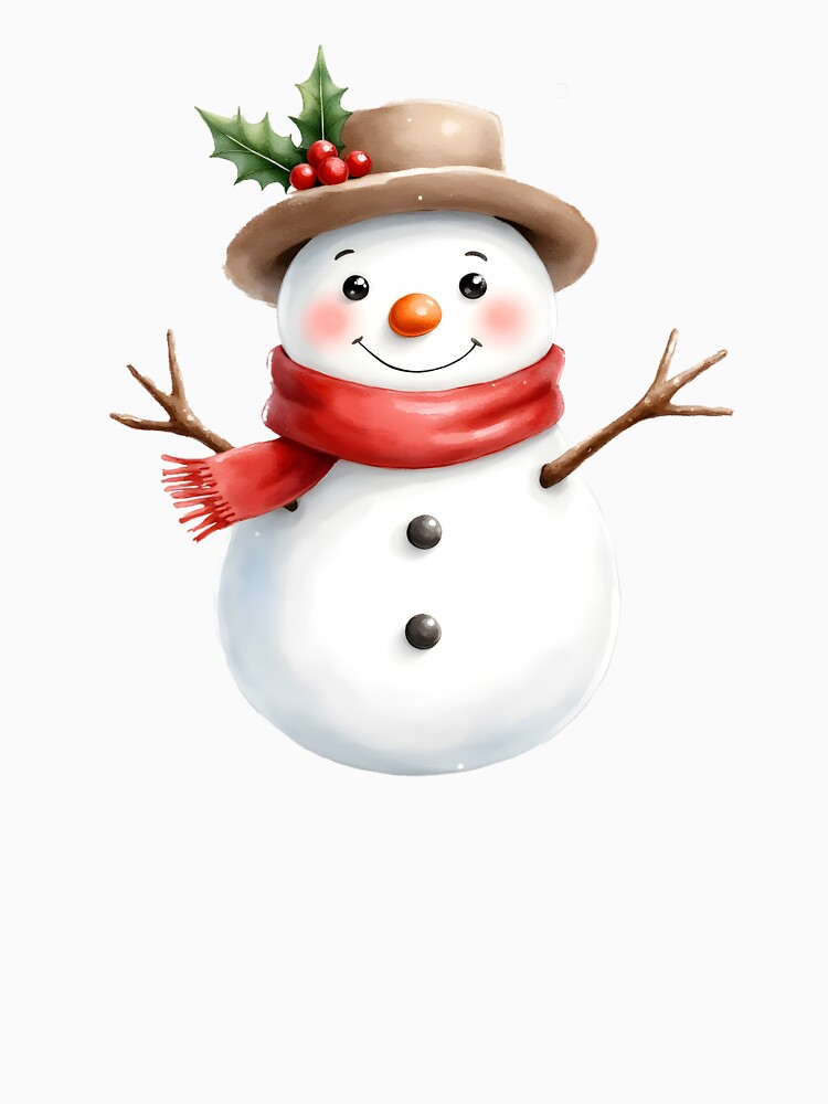 Cute Smiling Snowman with Red Scarf by BDLdesigns