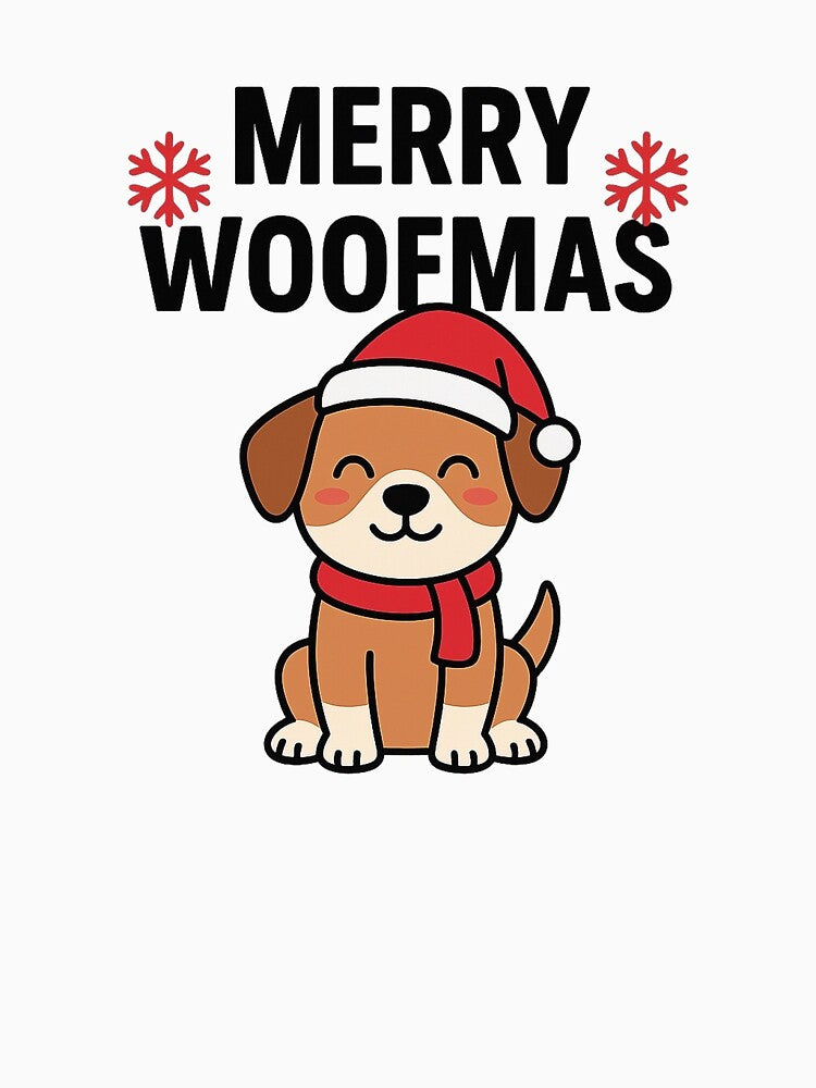 Merry Woofmas | Cute Christmas Dog in Santa Hat | Holiday Pet Lovers Design by StyleLap
