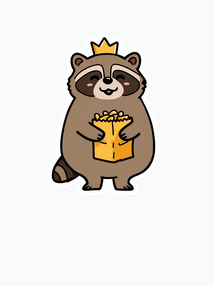 Short King Raccoon With Snacks Funny Trash Panda by StickerMan17