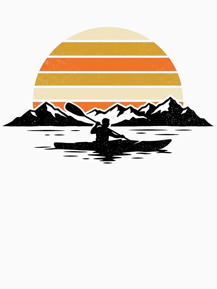 Retro Kayak Lake Sunset by meghnad