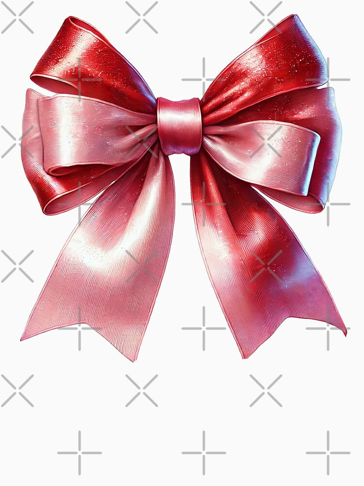 Elegant Pink and Red Bow with Glossy Sparkle by CultDigHoriz