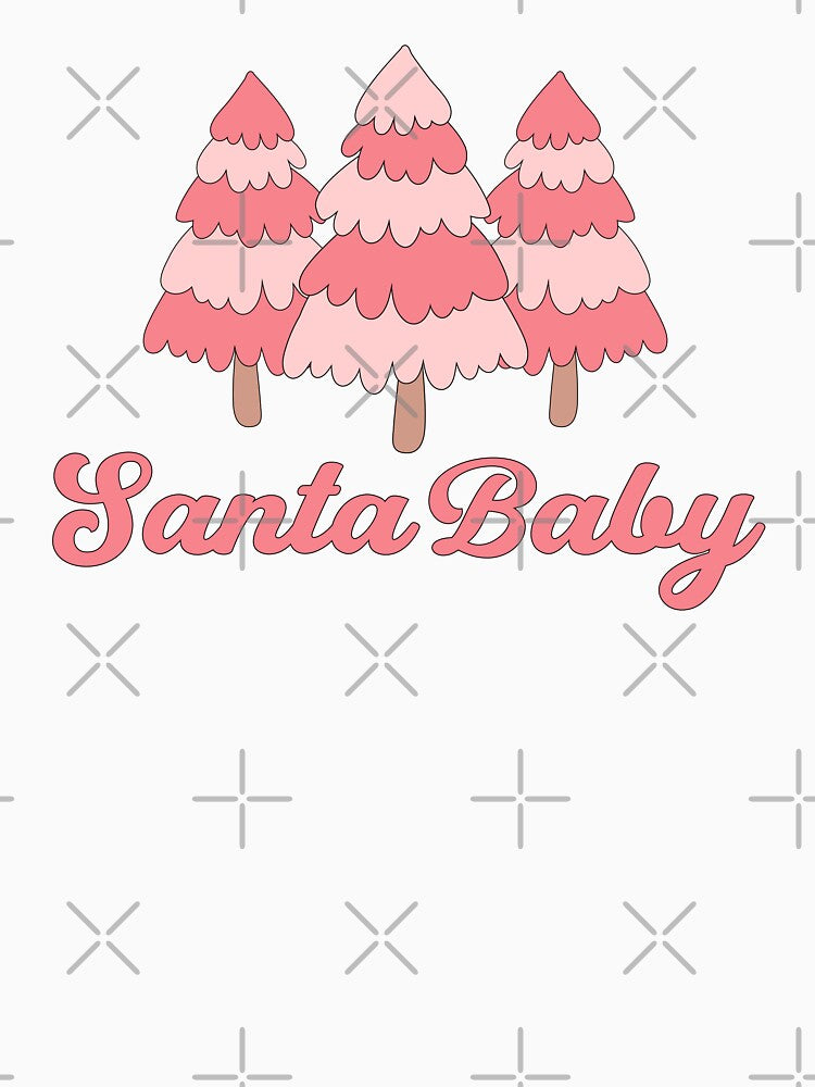 Santa Baby Pink Christmas Tree Retro by Magnolia Valley Art