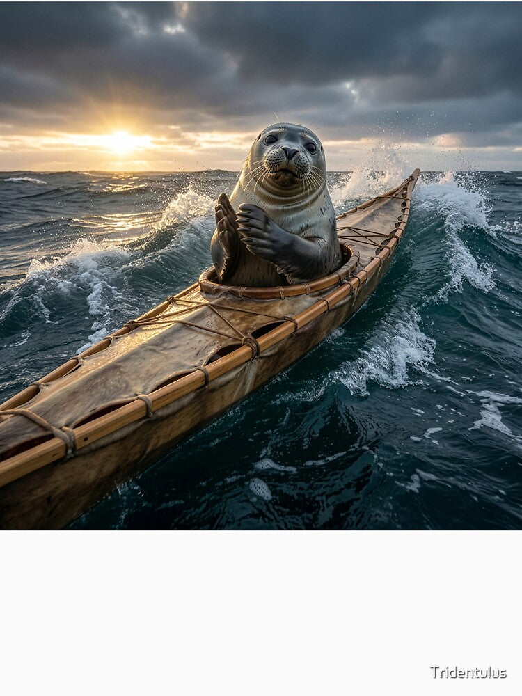 Seal in Skin-on-Frame Kayak by Tridentulus