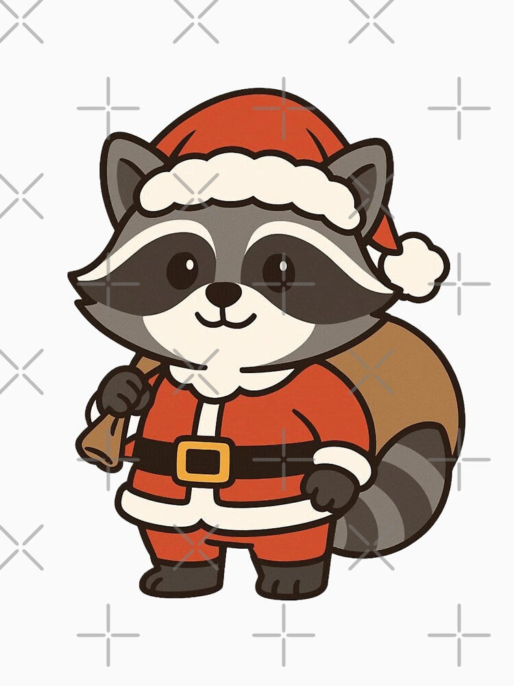 Raccoon Santa with Gift Sack – Cute Christmas Animal by Confuzz1ed