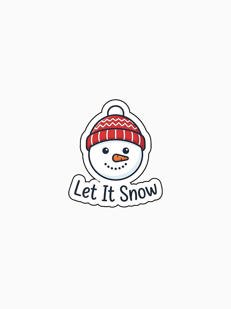 Let It Snow Snowman Head - Winter Typography Sticker by SimpleP