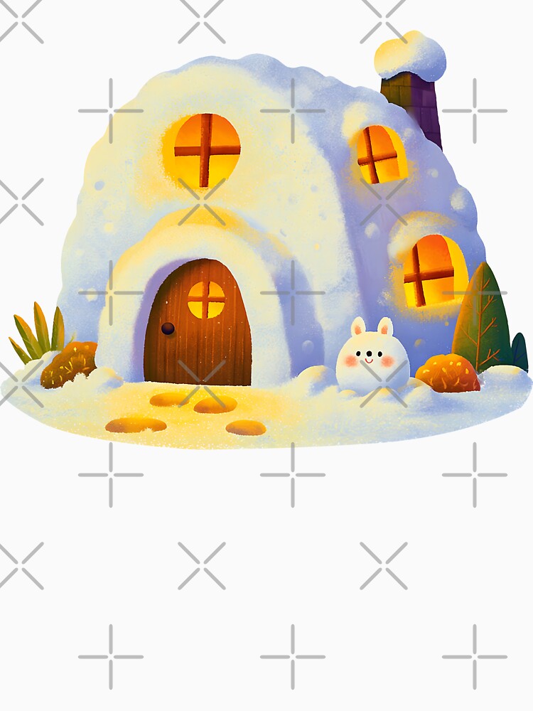 Cute Snow Bunny and Warm Igloo Cottage Sticker by AMIDATORA