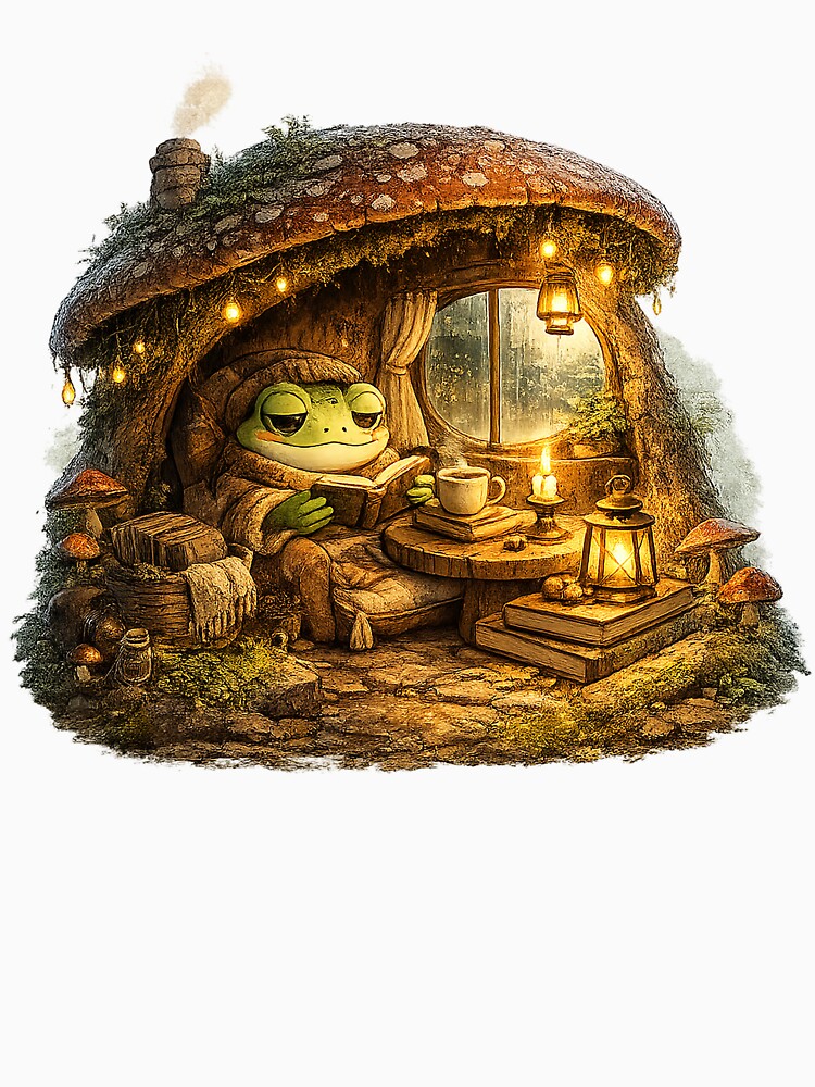 Magic Frog Reading Spells | Enchanted Forest Aesthetic by CustomizingGift