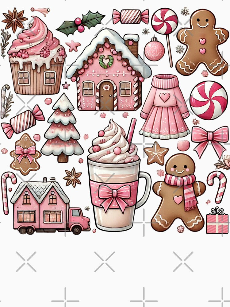 Gingerbread Pink PNG | Gingerbread Png Bundle | Coquette Gingerbread Christmas PNG by PixelBlooming