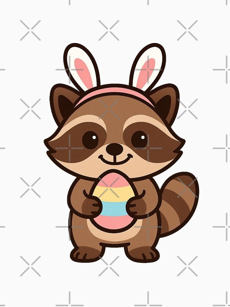 Funny Raccoon Wearing Bunny Ears – Cute Easter Animal Character by Confuzz1ed