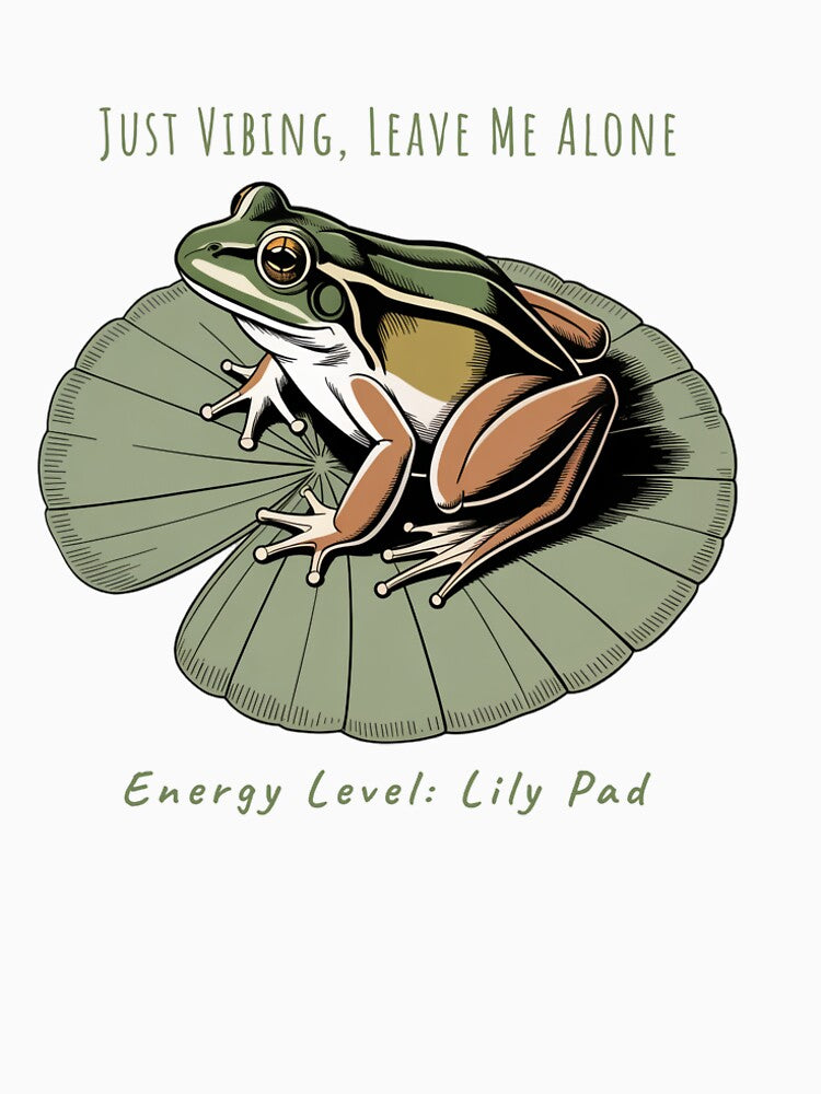 Just Vibing, Leave Me Alone – Introvert Frog on Lily Pad T-Shirt by AlexandraSand