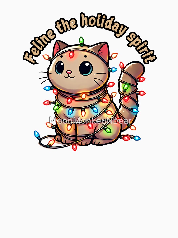 Cat Christmas Lights Feline the holiday spirit Xmas by MoonMonkeyNbear