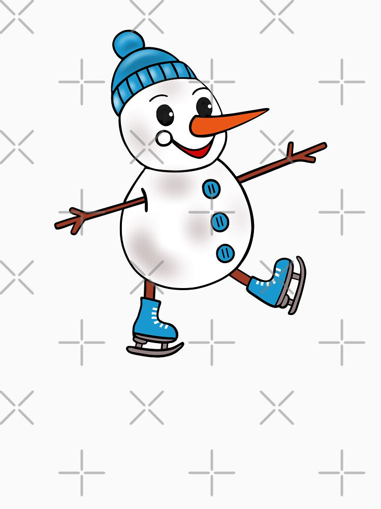 Cute Snowman Ice Skating by Sartoris Art