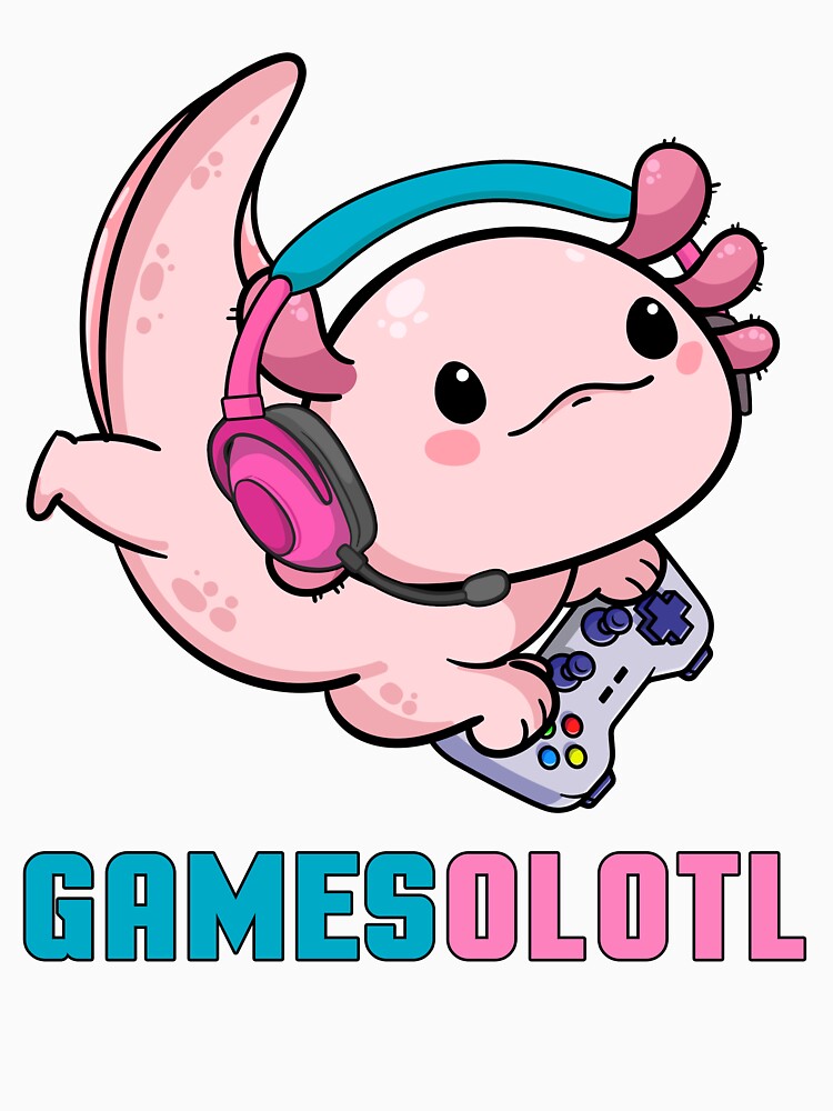 Pink Axolotl Playing video games Gamesalotl by JuliaPop