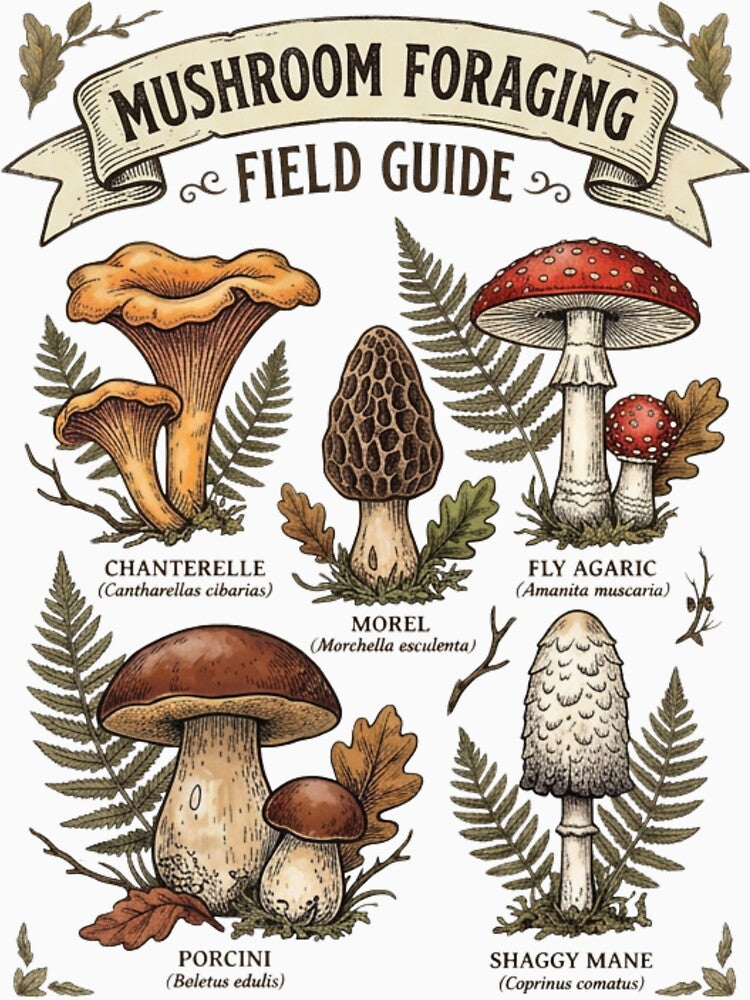Vintage Mushroom Foraging by JILL-RIGGS
