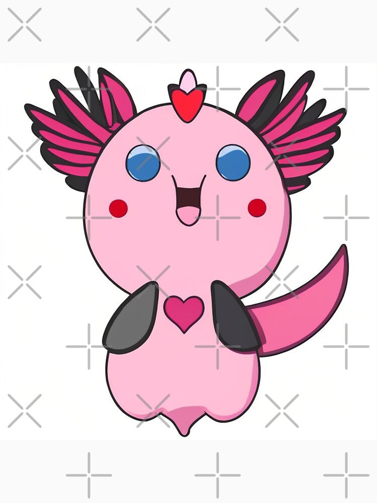 Cute Pink Axolotl with Heart and Wings Gift by TMelonShop