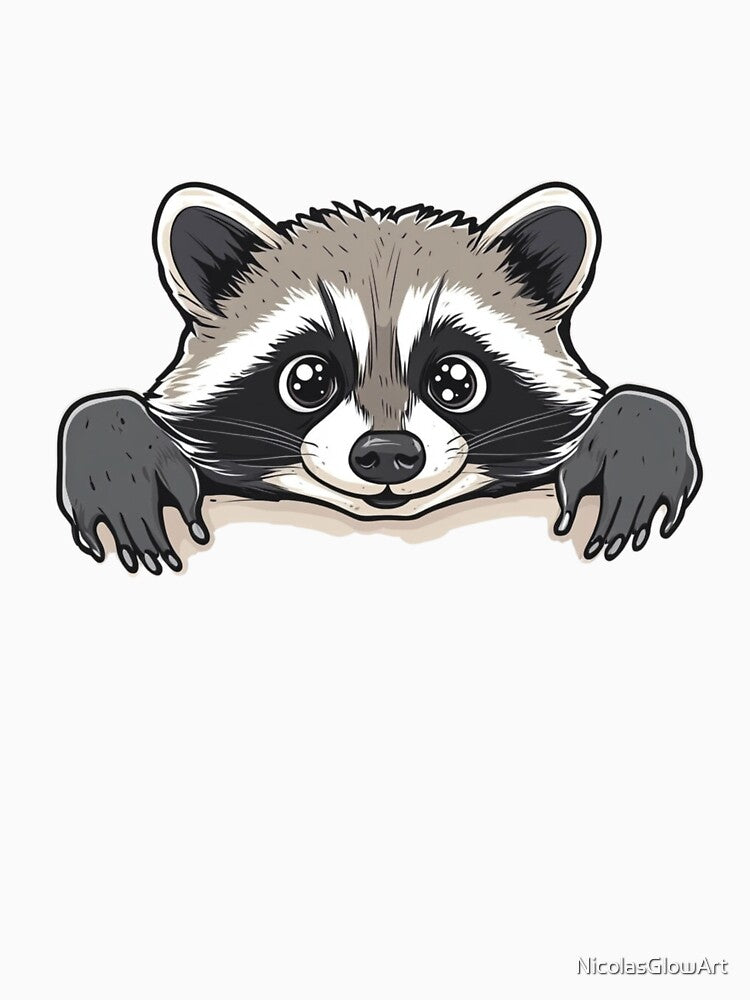 Cute Peeking Raccoon by NicolasGlowArt