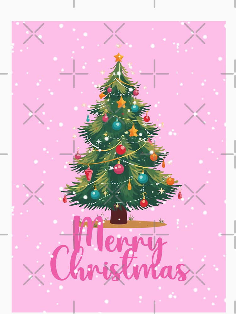 Merry Christmas, Christmas Tree, Snow, Holiday Season, Holidays, Pink by Magic Love Art Print