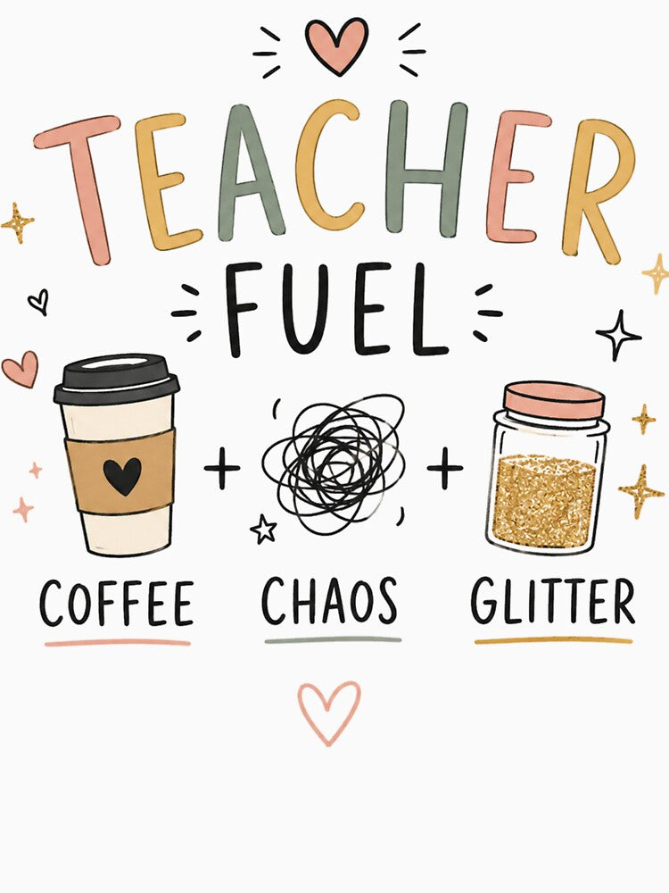 Teacher Fuel Coffee Mug | Coffee Chaos Glitter Accent Mug by Clean Print Goods