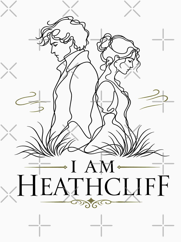 I Am Heathcliff Wuthering Heights Minimalist Gold Line Art Quote by Fenay Designs