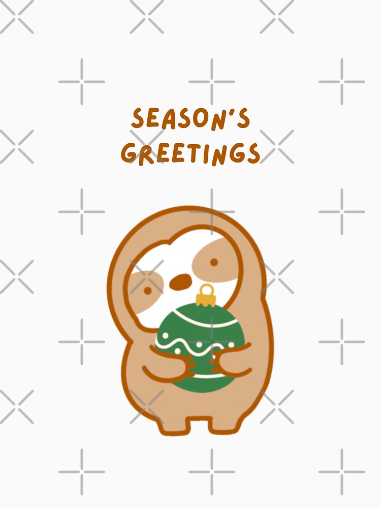 Season’s Greetings Christmas Ornament Sloth by theslothinme