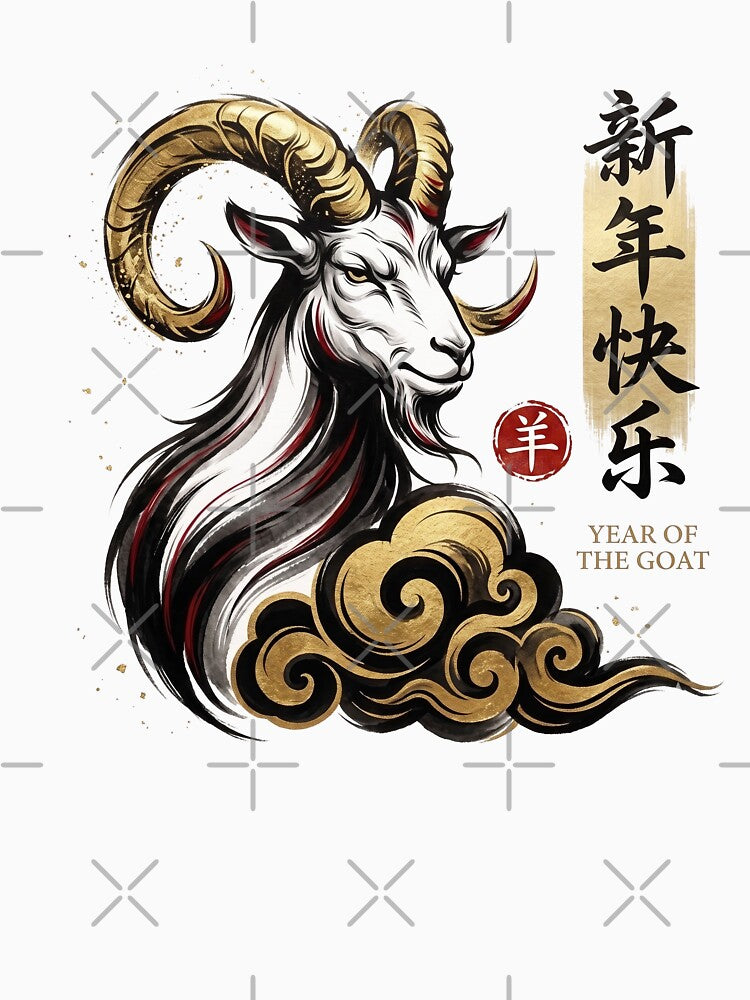 Elegant Ink Wash Year of the Goat 2027 by taogiauco