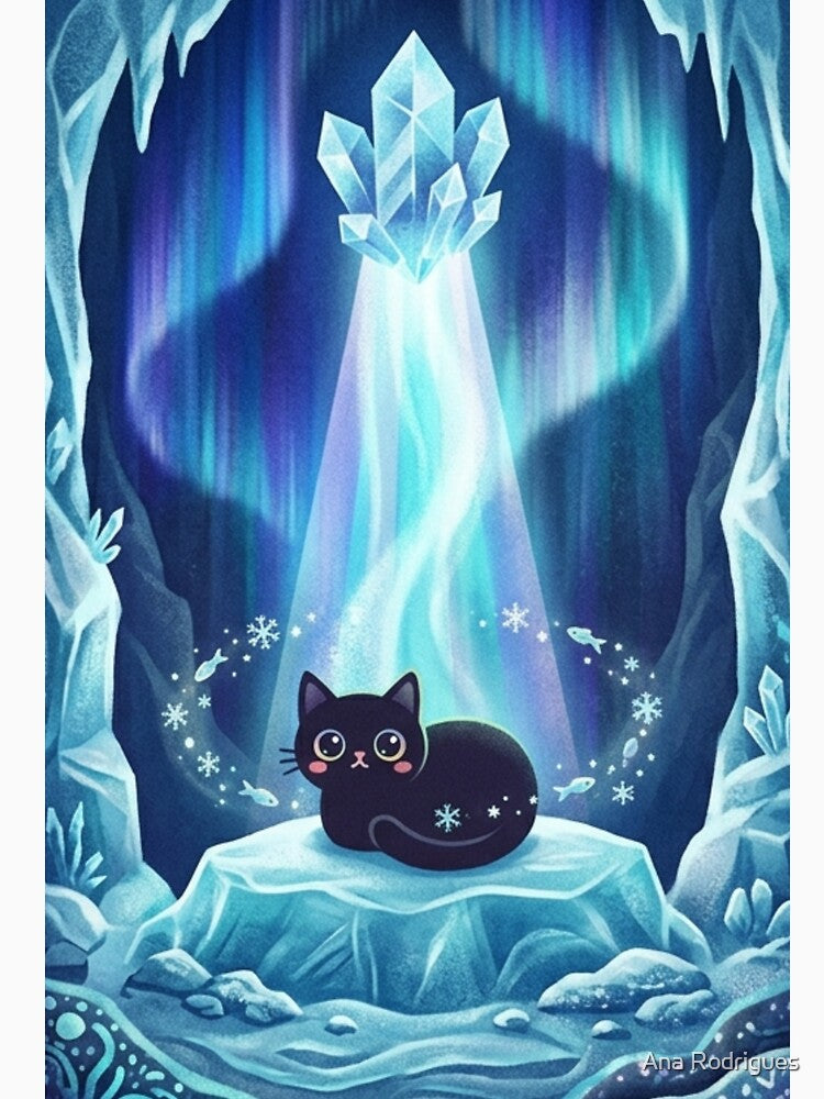 Arctic Aurora Ice Cave Black Cat by 0Zetgest