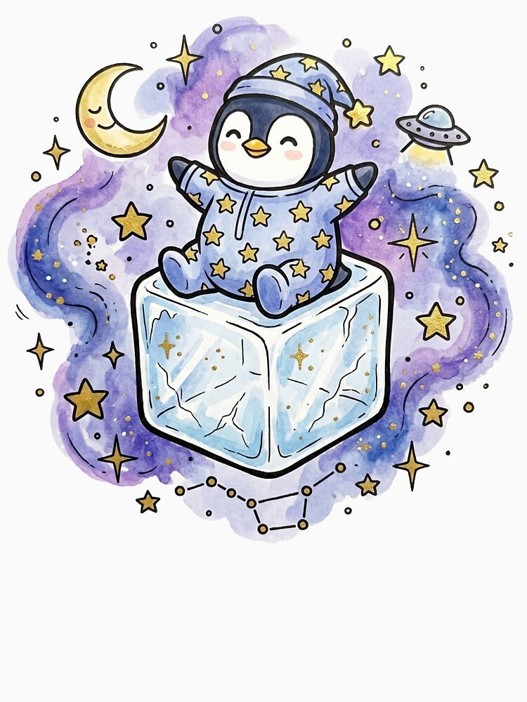 Penguin Gift | Cosmic Penguin Astronaut Space Art | Cute Kawaii Galaxy Animal | Book Lover Birthday Present | Christmas Gift by Cosmic Doodle Co.