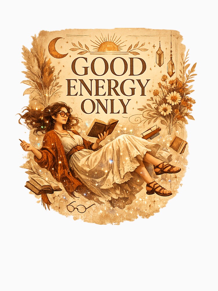GOOD ENERGY ONLY - Boho Botanical Librarian Design by sabily