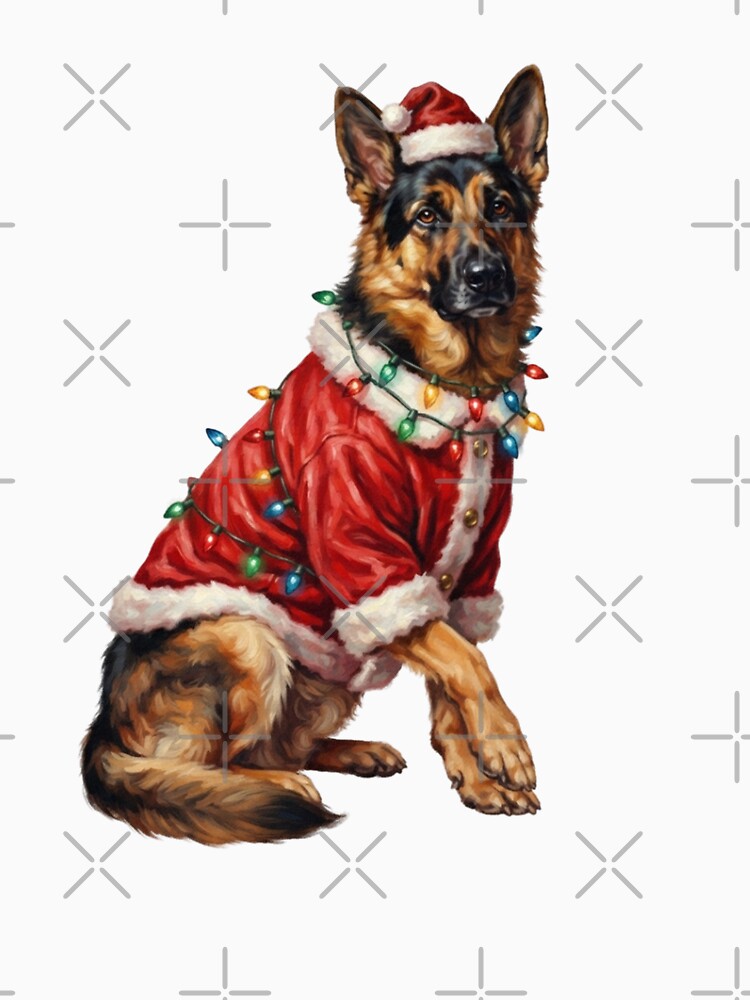 Merry Christmas Lights German Shepherd Dog With Santa Hat by SOUFIANE1991