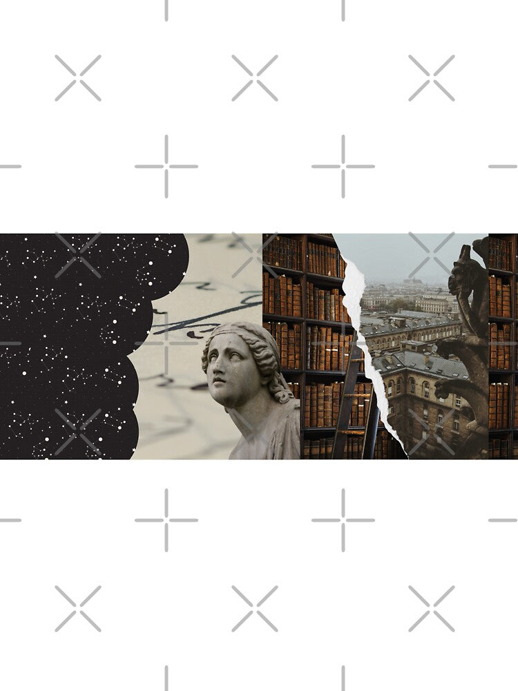 Dark Academia Collage - Dark Academia Moodboard, Books, Writing, Statue, Constellation by sdarkacademia