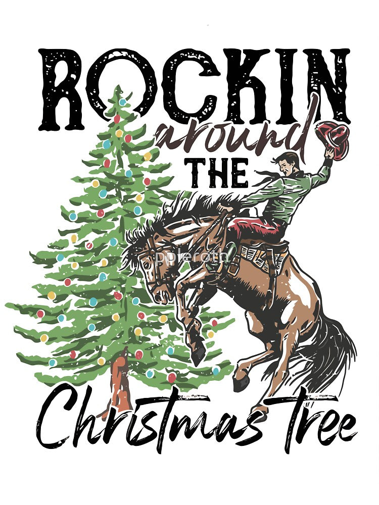 Rocking Around The Christmas Tree Sweatshirt, Women's Christmas Shirts, Retro Christmas Western Shirt,Cowboy Christmas Shirt,Christmas Shirt by ppleroth