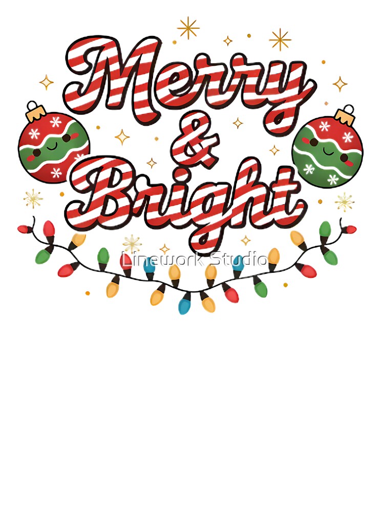 Merry & Bright Candy Cane Christmas Ornament Lights by Linework Studio